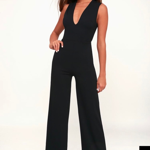 thinking out loud black backless jumpsuit